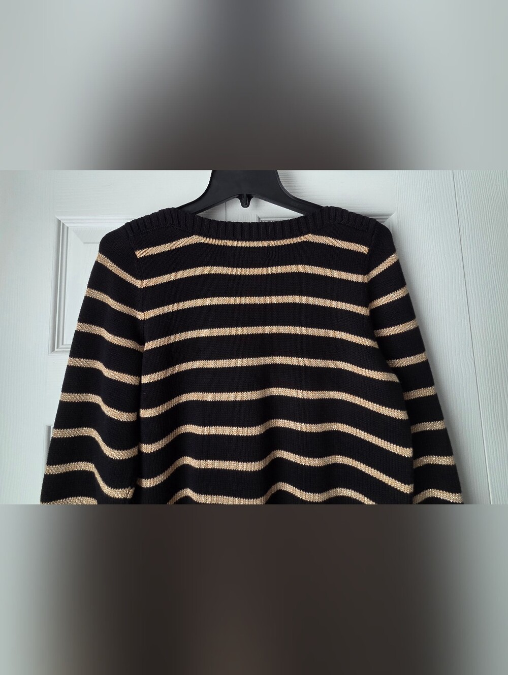 NWT Jones New York Black and Gold Striped Crewneck Sweater Size MP - Picture 10 of 14
